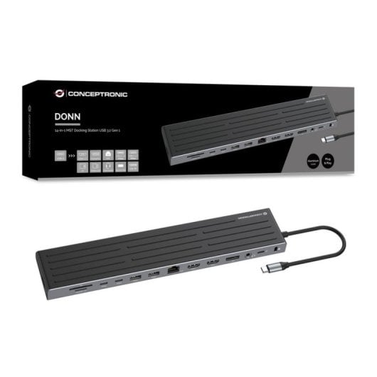 Dockingstation Conceptronic DONN32B USB-C 100W 4K HDMI Ethernet Grau Silber