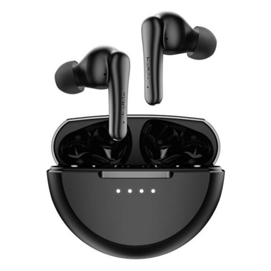 Auriculares Belkin SoundForm Rhythm inalámbricos y con cable Bluetooth con Cancelación de Ruido, micrófono y protección IPX5, negros