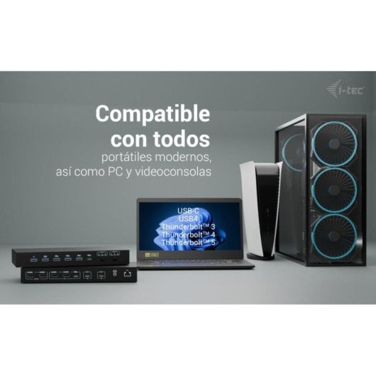 Base para portátil I-Tec USB-C Dock PRO triple host doble vídeo 92 W LAN