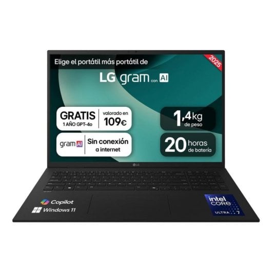 Portátil LG 17Z90T-G.AA78B 17" Intel Core Ultra 7 255H 16GB 1TB SSD Intel Arc 140T Windows 11 Home