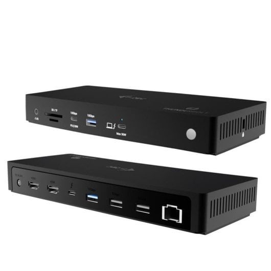 Base para portátil I-Tec Thunderbolt4 Triple Display 96W USB-C 2,5GbE SD Negra