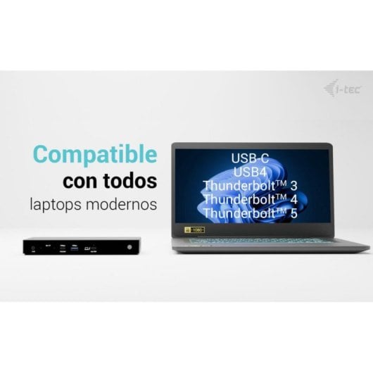 Base para portátil I-Tec Thunderbolt4 Triple Display 96W USB-C 2,5GbE SD Negra