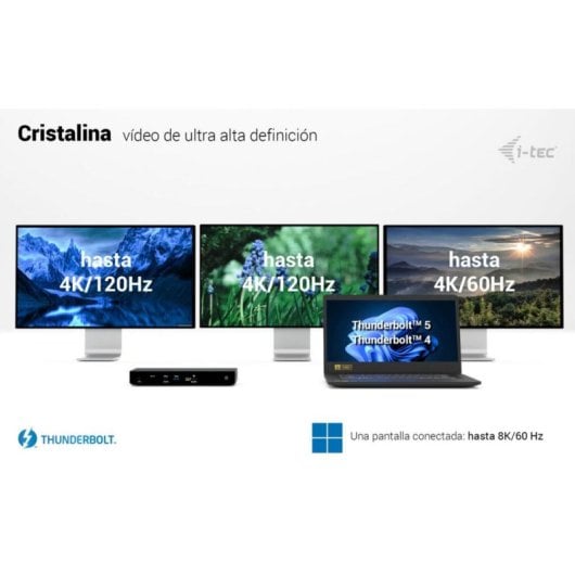 Base para portátil I-Tec Thunderbolt4 Triple Display 96W USB-C 2,5GbE SD Negra