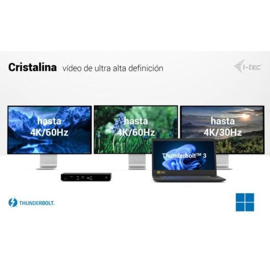 Base para portátil I-Tec Thunderbolt4 Triple Display 96W USB-C 2,5GbE SD Negra