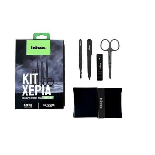 Corta-ongles Kocos Xepia Kit 4 en 1 acier inoxydable compact ergonomique