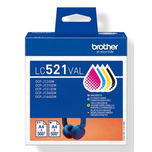 Cartucho de tinta Brother LC521VAL multipack negro/cian/magenta/amarillo 500 páginas