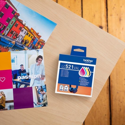 Cartucho de tinta Brother LC521VAL multipack negro/cian/magenta/amarillo 500 páginas