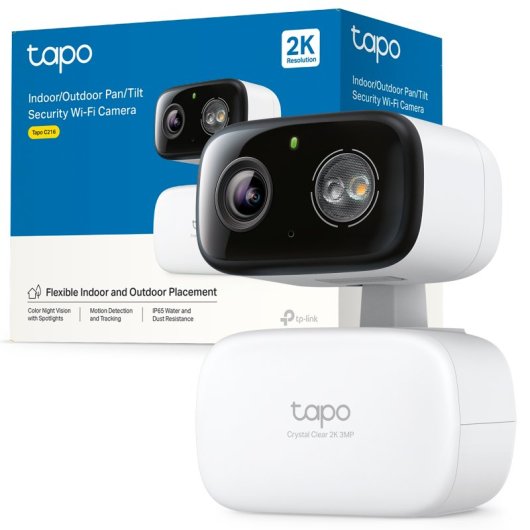 Tapo C216 Cámara de Vigilancia 360º Interior/Exterior, 2K 3MP, Detección IA Gratuita, Visión Nocturna