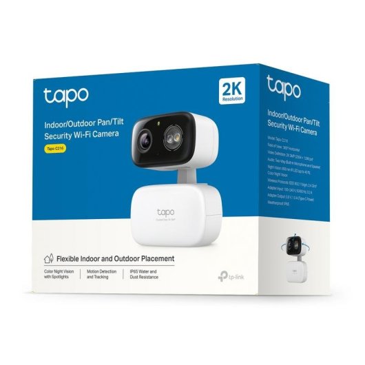 Tapo C216 Cámara de Vigilancia 360º Interior/Exterior, 2K 3MP, Detección IA Gratuita, Visión Nocturna