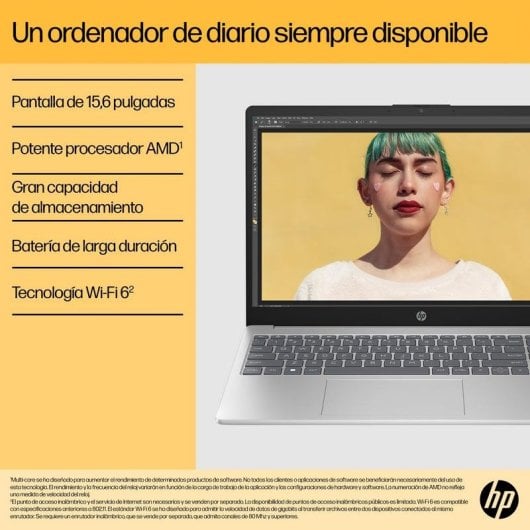 Portátil HP 15-fc0211ns 15.6" AMD Ryzen 5 7520U 8GB 512GB SSD AMD Radeon Graphics FreeDOS