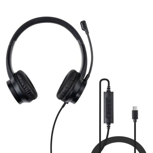 Kopfhörer Lindy 20439 kabelgebunden USB-C Office Headset mit Mikrofon und Inline-Steuerung Schwarz