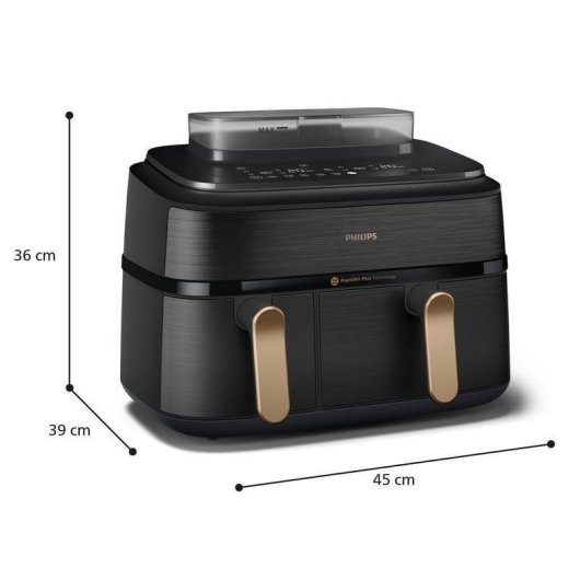 Airfryer Philips 5000 Series NA552/00 Dubbele Mand 9L 2750W Touchpaneel