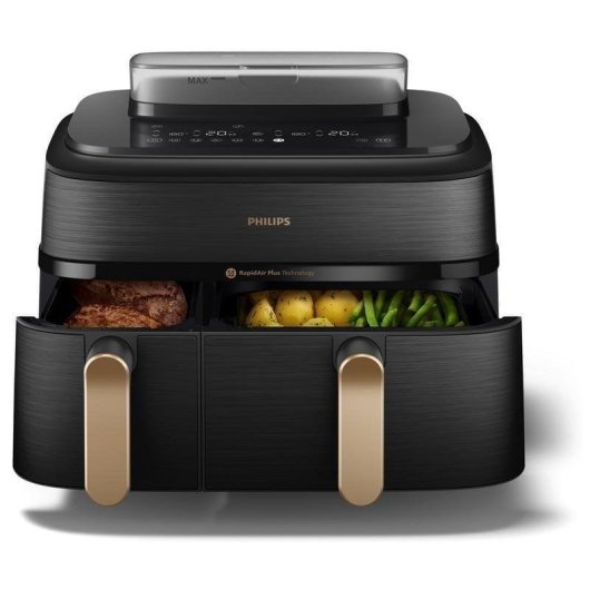 Airfryer Philips 5000 Series NA552/00 Dubbele Mand 9L 2750W Touchpaneel