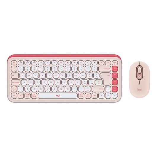Teclado Logitech POP Icon scissor Layout IT Bluetooth rosa rato incluído