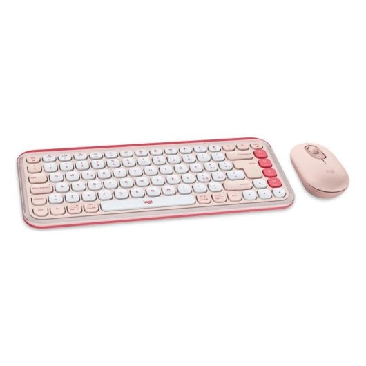 Teclado Logitech POP Icon scissor Layout IT Bluetooth rosa rato incluído