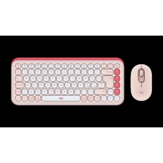 Teclado Logitech POP Icon scissor Layout IT Bluetooth rosa rato incluído