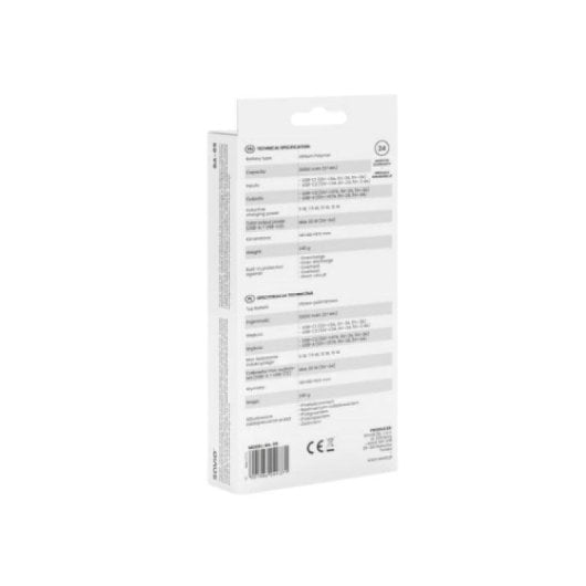 Batería externa Savio BA-09 10000 mAh carga inalámbrica Qi 20 W Display LED Negro