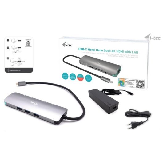 Dockingstation I-Tec USB-C Metal Nano 4K HDMI LAN Power Delivery 100W Grau