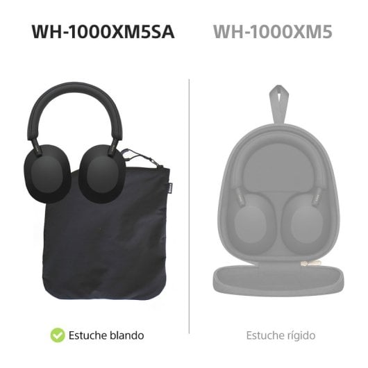 Sony WH1000XM5B.CE7 Auriculares Inalámbricos con Cancelación de Ruido Negros + Soft Case