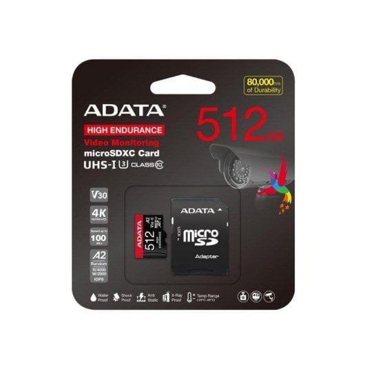 MicroSDXC Adata High Endurance 512GB UHS-I U3 V30 A2 Wasserdicht schlagfest