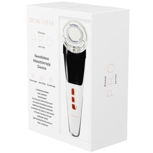 Massajador Facial Beautifly Glossy Pro EMS Crioterapia Fototerapia Branco