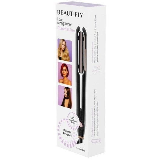 Plancha de pelo Beautifly PlasmaLine negra cerámica 50 W LED