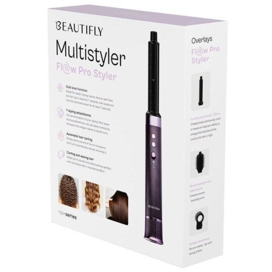 Modelador Multifuncional Beautifly Flow Pro 1300W Iónica Coanda 3 Temperaturas 6 Acessórios Preto/Púrpura