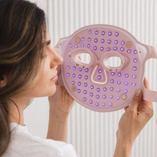 Máscara Facial Beautifly Aura Glam Pro LED Reafirmante Anti-Idade Rosa Recarrregável