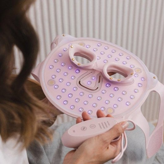 Máscara Facial Beautifly Aura Glam Pro LED Reafirmante Anti-Idade Rosa Recarrregável