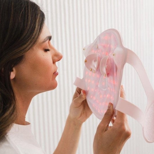 Máscara Facial Beautifly Aura Glam Pro LED Reafirmante Anti-Idade Rosa Recarrregável