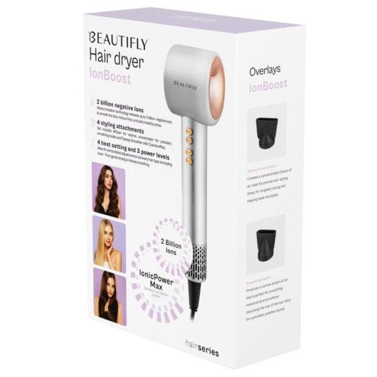 Secador Beautifly IonBoost 1600 W Cinzento Ionização Avançada 3 Velocidades