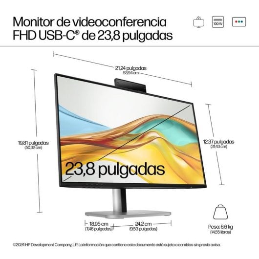 Monitor PC HP Series 5 Pro 524pm 23,8" FullHD 100Hz IPS USB-C Altoparlanti Regolabile in altezza