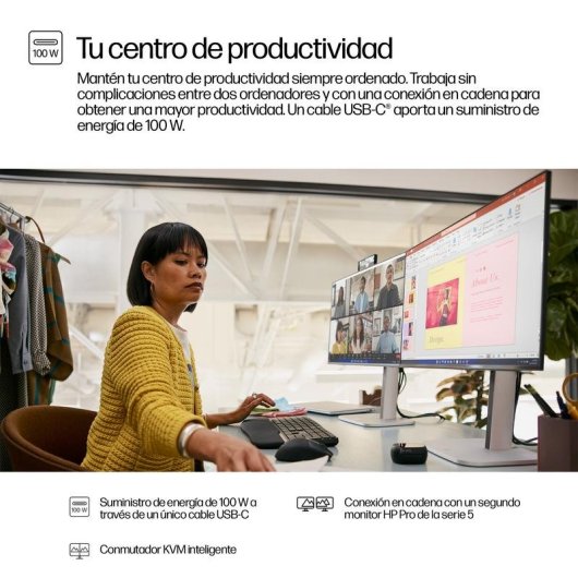 Monitor PC HP Series 5 Pro 524pm 23,8" FullHD 100Hz IPS USB-C Altoparlanti Regolabile in altezza