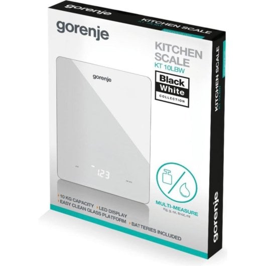Balance de cuisine électronique rectangulaire blanche Gorenje KT10LBW