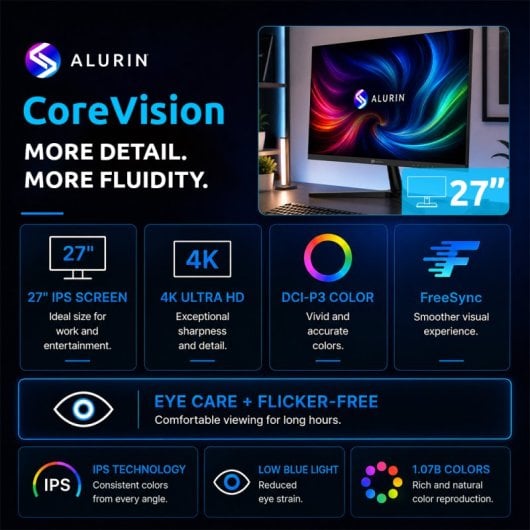 Monitor Alurin CoreVision 27" UltraHD 4K 60Hz IPS FreeSync