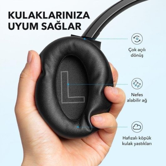 Auricolari Soundcore Q20i con cavo e Bluetooth per chiamate e musica, microfono integrato, bianchi