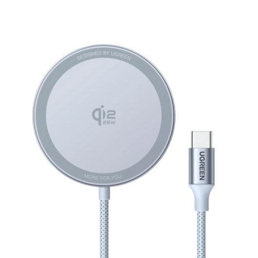 Ladegerät UGREEN MagFlow W753 Qi2 25W Magnetisch Wireless Grau 1,5m USB