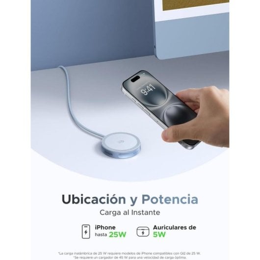 Ladegerät UGREEN MagFlow W753 Qi2 25W Magnetisch Wireless Grau 1,5m USB