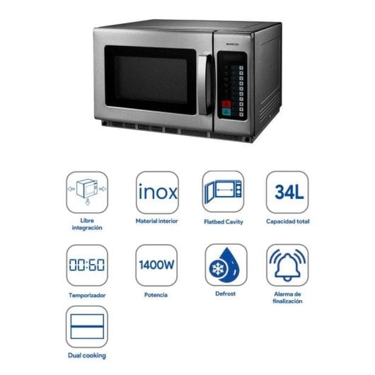 Microondas Infiniton MPW-D34DF 34L 2100W Flatbed Dual Cooking 100 Programas