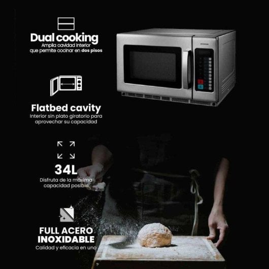 Microondas Infiniton MPW-D34DF 34L 2100W Flatbed Dual Cooking 100 Programas