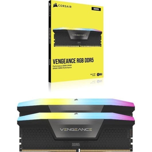 Memoria RAM Corsair Vengeance RGB 16GB 2x8GB DDR5 5200MHz CL40 Kit XMP Iluminación Multicolor Negro