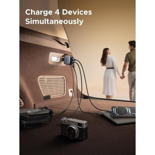 Chargeur voiture Ugreen 145W 3C1A avec câble USB-C rétractable