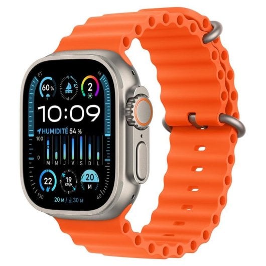 Apple Watch Ultra 2 GPS + Cellular 49mm OLED Titane Orange Taille Unique IP6X SpO2 Pulsomètre