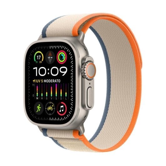 Apple Watch Ultra 2 GPS + Cellular 49mm OLED Titane Beige/Orange M/L Étanche IP6X SpO2, Pulsomètre, Suivi du Sommeil