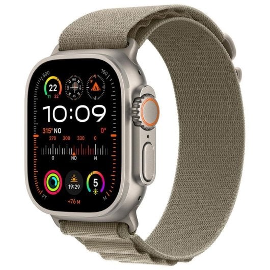 Apple Watch Ultra 2 GPS 4G NFC 49mm OLED Titane Olive S Étanche IP6X SpO2 Pulsomètre