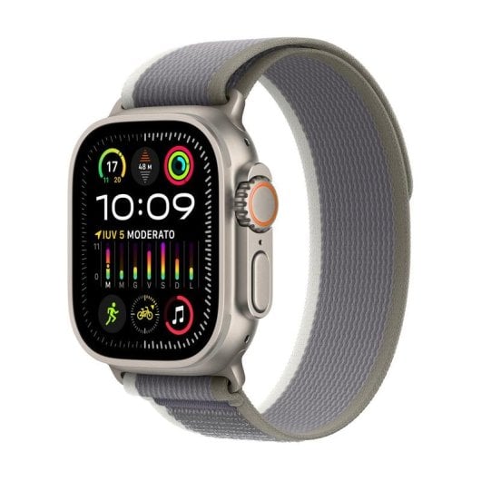 Apple Watch Ultra 2 GPS 4G NFC 49mm OLED Titane Vert/Gris S/M Étanche IP6X SpO2 Pulsomètre