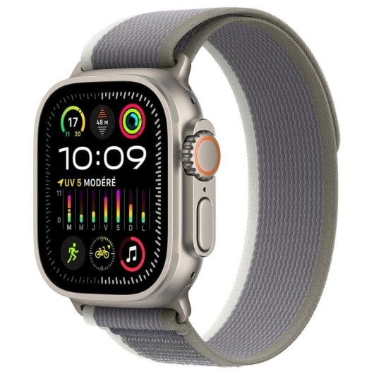 Apple Watch Ultra 2 GPS 4G NFC 49mm OLED Titane Vert/Gris S/M Étanche IP6X SpO2 Pulsomètre