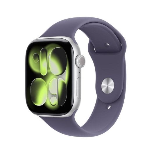 Apple Watch Series 11 GPS NFC 46mm OLED Aluminium Silber Lila S/M IP6X SpO2 Herzfrequenz