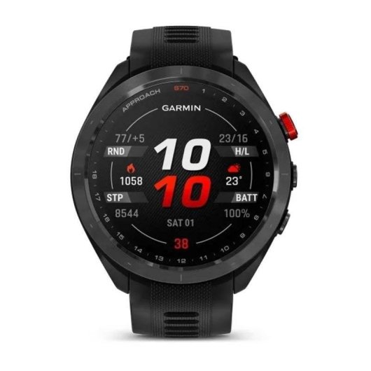 Garmin Approach S70 Bluetooth GPS 47mm Negro Correa Gris Talla Única Resistente al Agua 5 ATM Pulsómetro