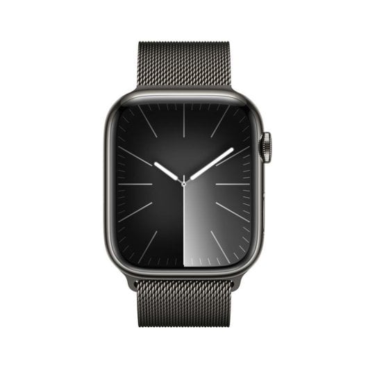 Apple Watch Series 9 GPS Cellular 45mm Retina OLED Acier Graphite Taille Unique Étanche IP6X SpO2 ECG